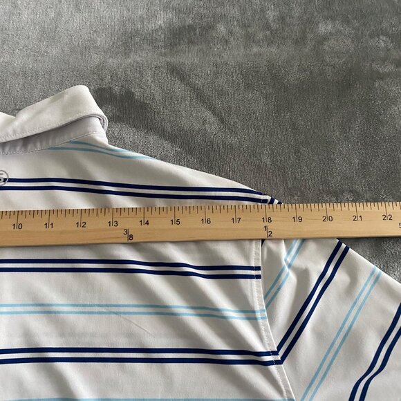 Stitch Striped Men's‎ Performance Golf Polo Size Medium Logo Riviera Golf Course - Picture 11 of 12